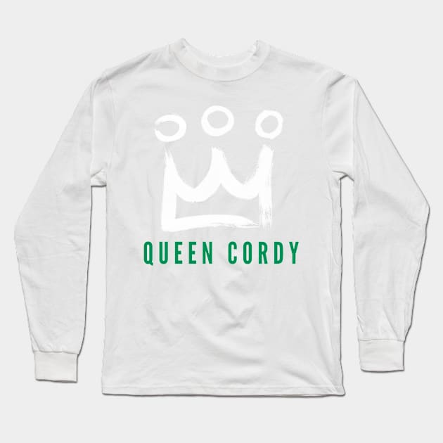 Queen Cordy Green Text Variant Long Sleeve T-Shirt by Notebelow